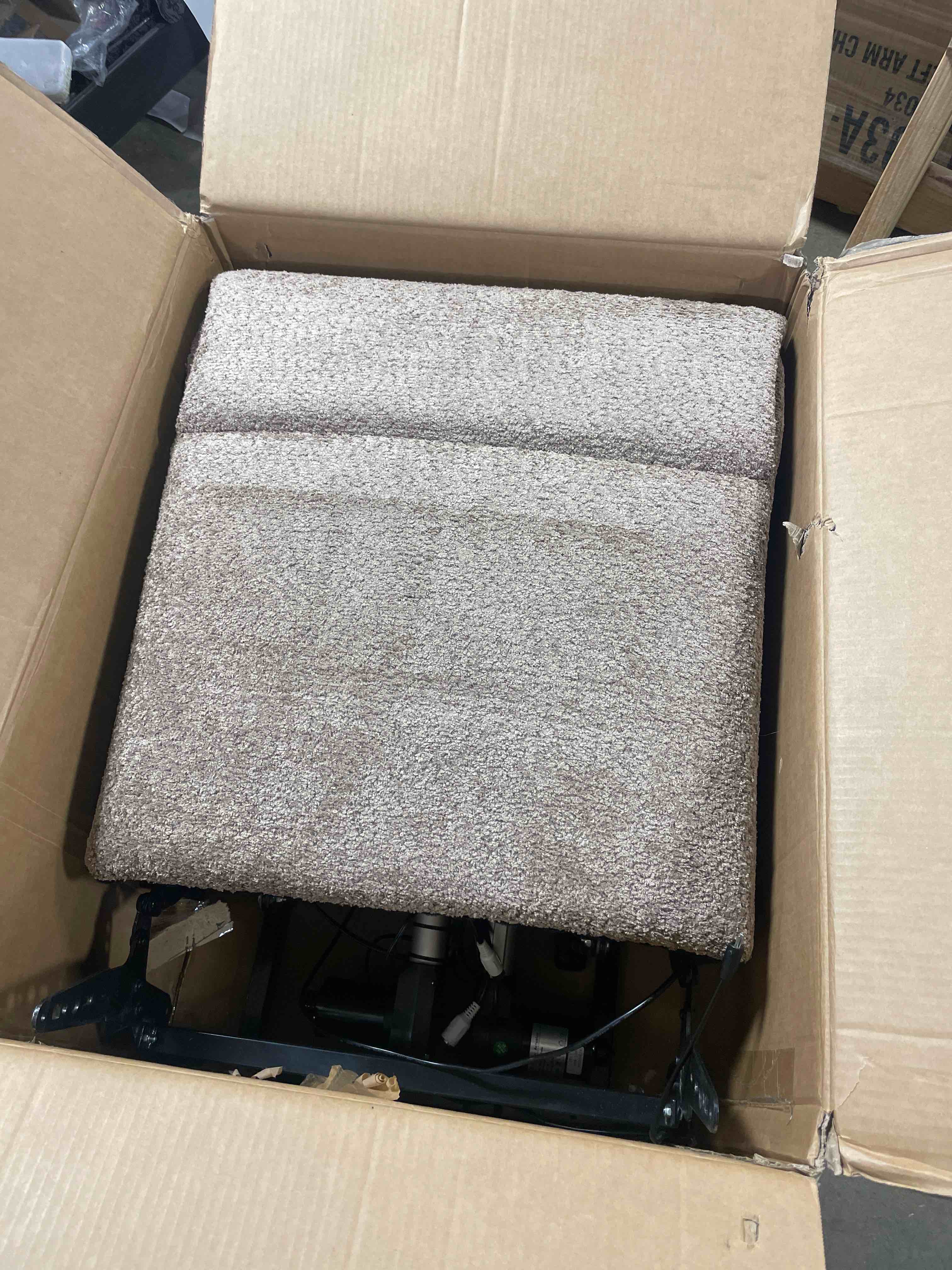 Condition photo showing As Is for Electric Recliner Chair With Dual Motors, Vibration Massage, Heating, Assisted Lift, 270° Swivel, USB & Type-C Charging, Storage Pockets