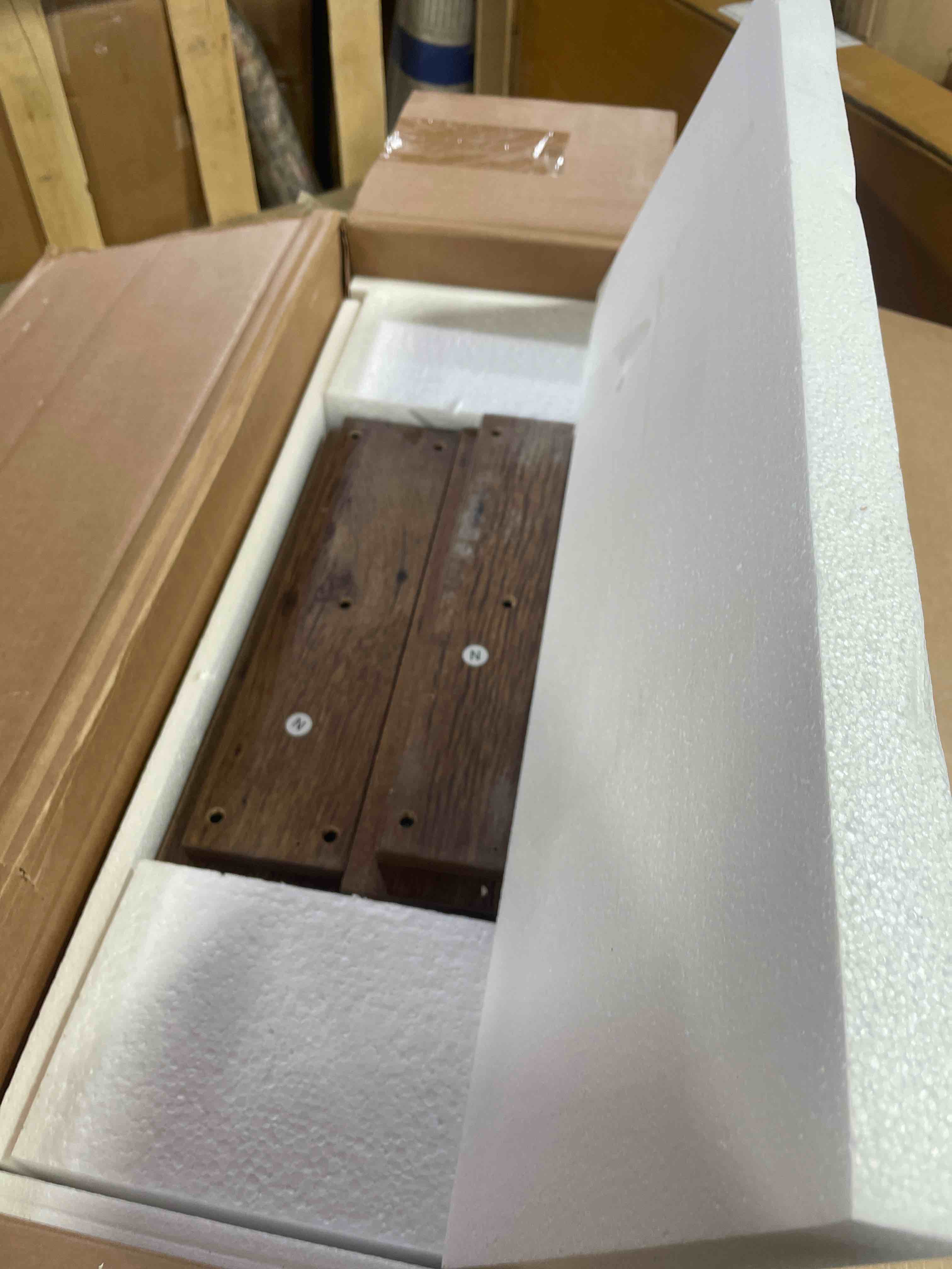 Condition photo showing Good Condition for Sauder Palladia Executive Desk, 29.5"D x 65.1"W x 29.61"H, Vintage Oak finish ( 2 box total)