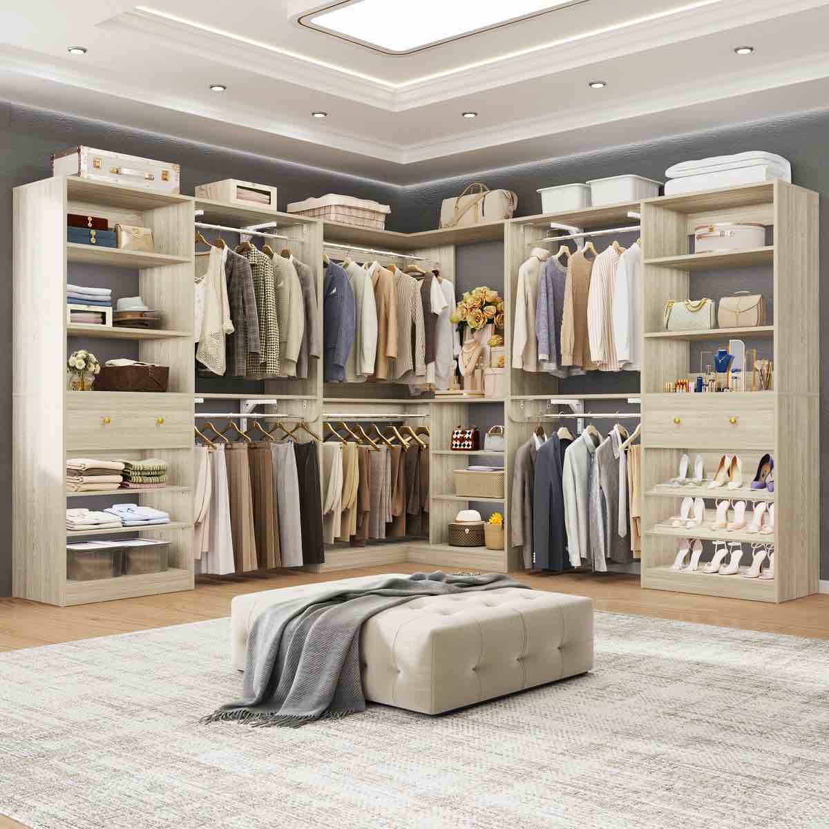 95” x 95” closet system with wooden drawers(adjustable width) by rebrilliant