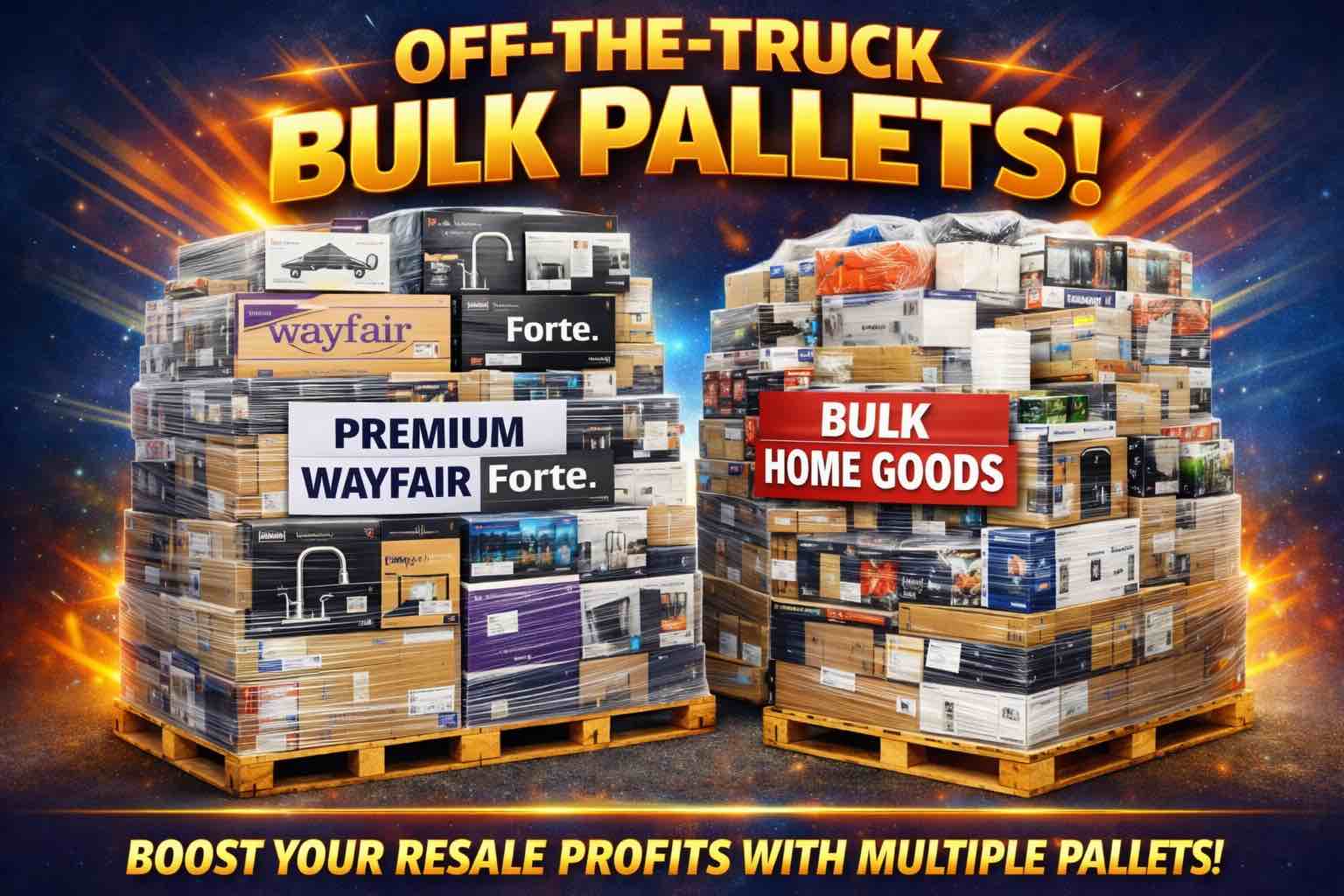 Off the Truck Pallets!  (Pick Up Monday 6th 12p-3p, Must Bring Pick Up Truck or Box Truck, NO HANDLOADING!) 