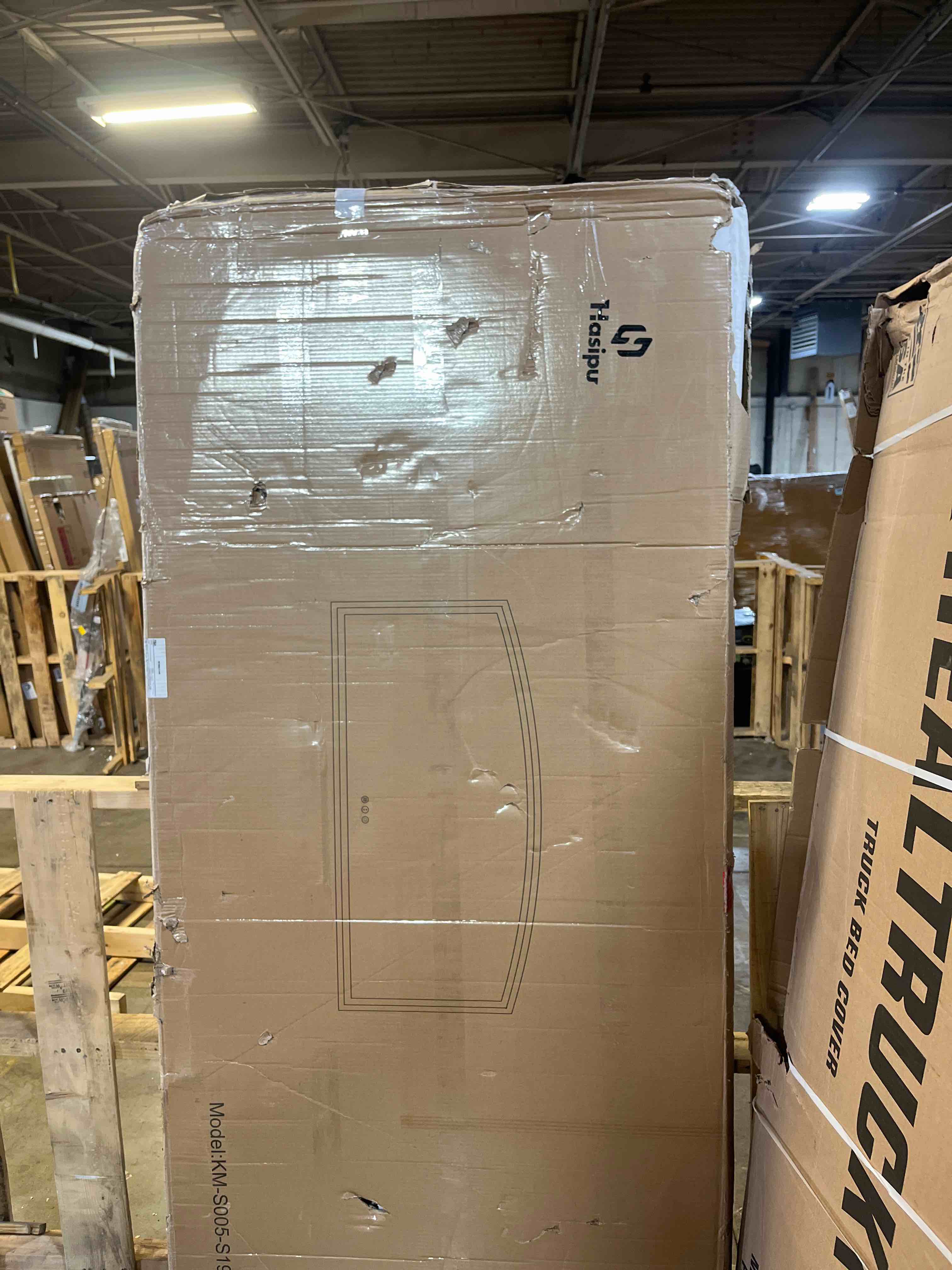 Condition photo showing New/Like New for hasipu 77" x 36" arch led bathroom mirror, frontlit wall-mounted vanity mirror with lights, defogging, smart touch, dimmable 3 color modes, safety shatterproof glass coating 36"l x 77"w