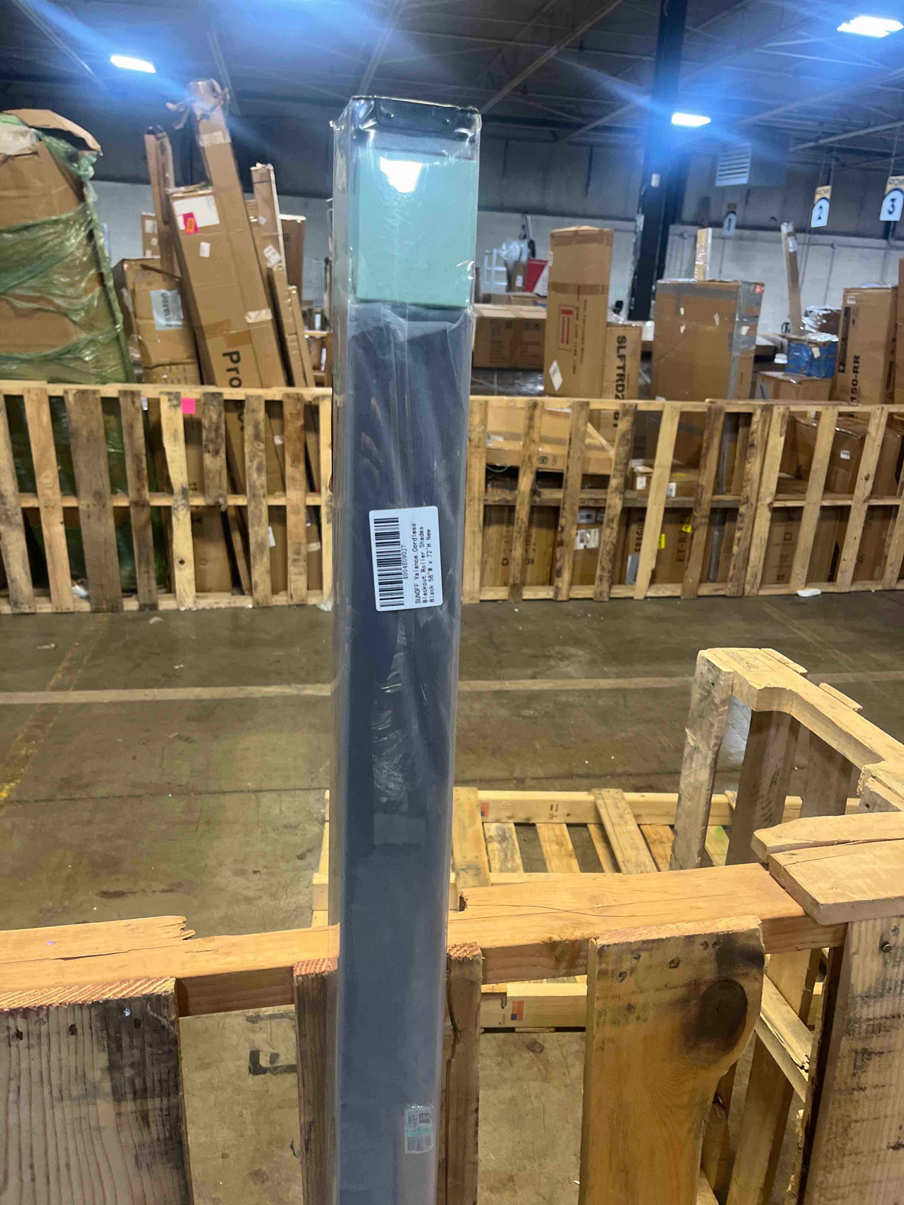 Condition photo showing New/Like New for cordless blackout roller shades blinds for windows free-stop,pull down room darkening with valance,thermal insulated woven fabric window door blinds for home,office,black 58" w x 72" l 58"w x 72"h black