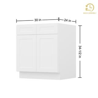 Condition photo showing New/Like New for roomylife easy-diy 30 in. w x 24 in. d x 34.5 in. h in shaker white ready to assemble sink bases kitchen cabinet