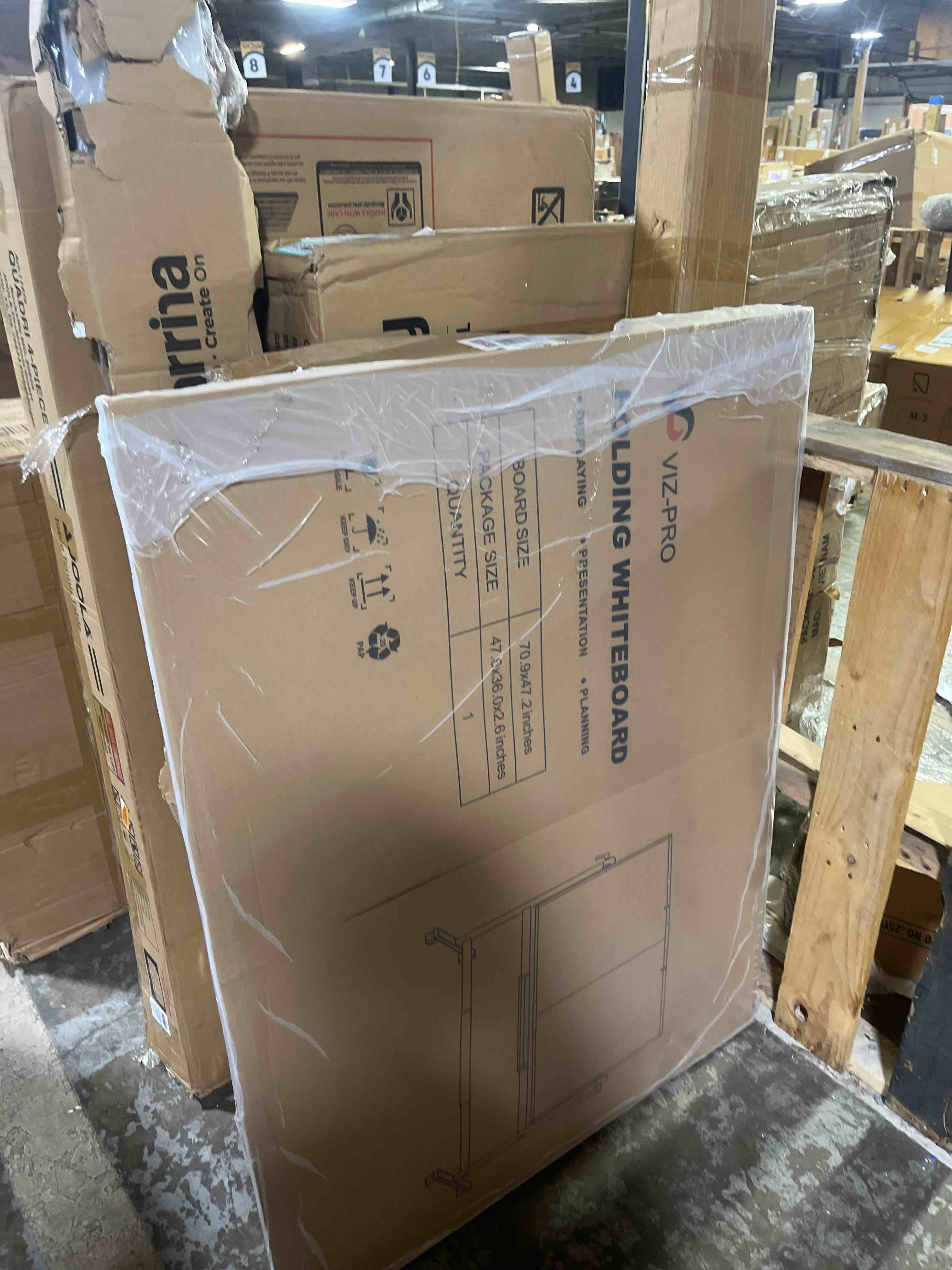 Condition photo showing New/Like New for viz-pro double-sided mobile whiteboard, 72 x 48 inches, magnetic rolling dry erase white board on wheels with aluminium frame and stand 6' x 4'