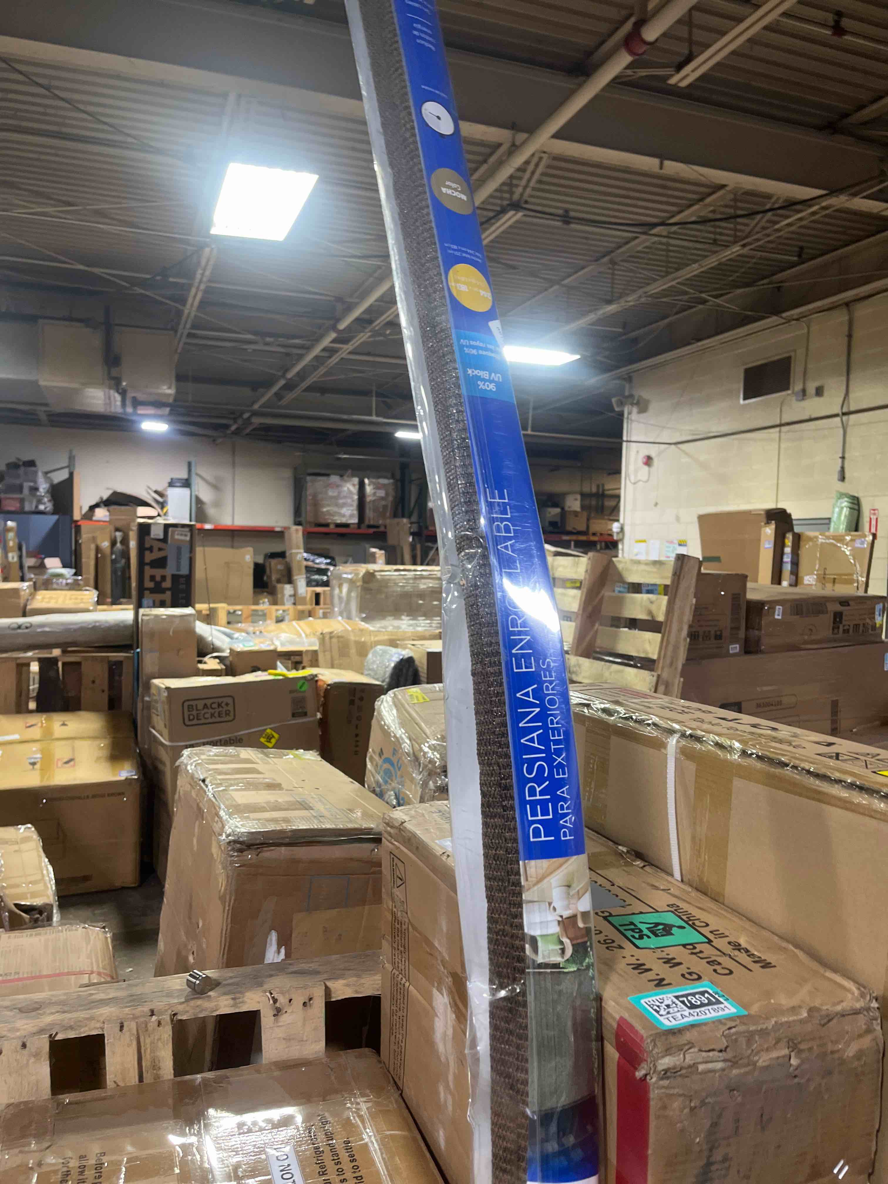 Condition photo showing As Is for coolaroo 8  x 6  outdoor uv blocking cordless solar roller shade blind  mocha