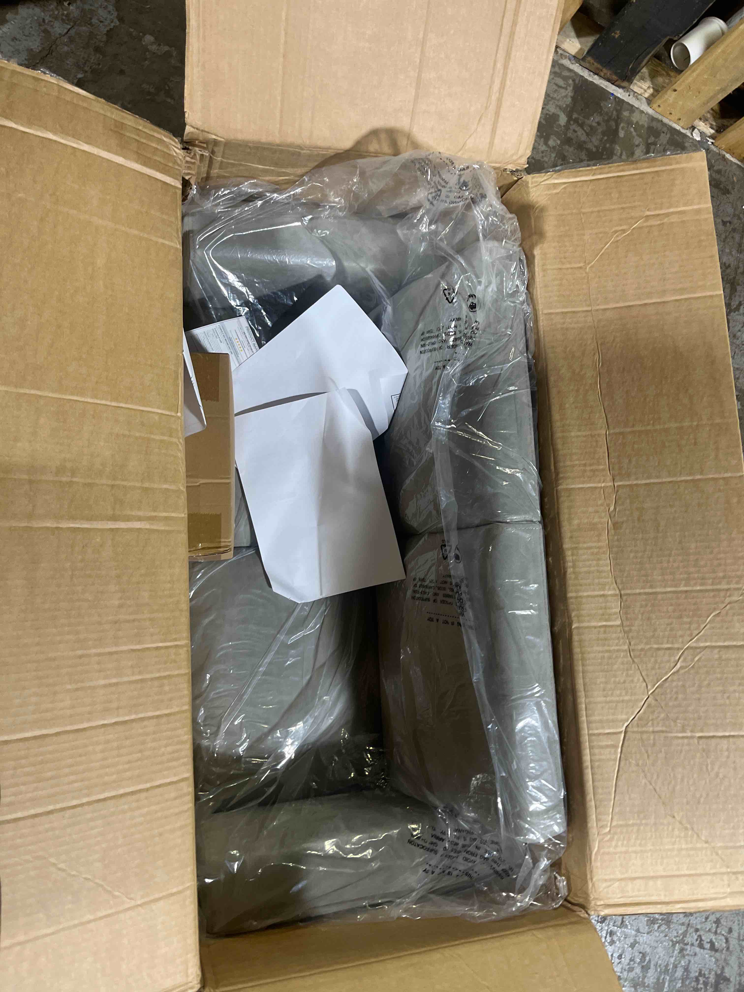 Condition photo showing New/Like New for children's factory as we grow modern kids sofa, flexible seating for classroom elementary, adjustible kids couch for playrooms and daycares, faux distressed leather gray