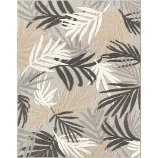 Tayse Rugs Oasis Floral Gray 8 ft. x 10 ft. Indoor/Outdoor Area Rug