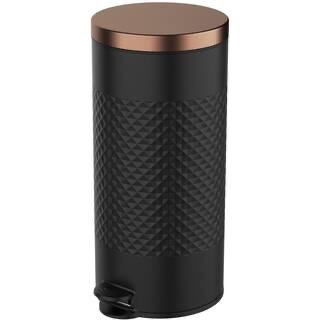 Innovaze 8 Gal. Black Metal Round Shape Step-on Kitchen Trash Can with Diamond Body Design