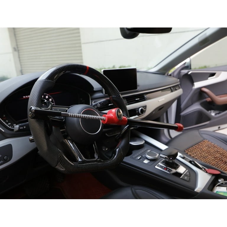 hyper tough universal steering wheel lock anti-theft car, truck, van and suv lock, red, black
