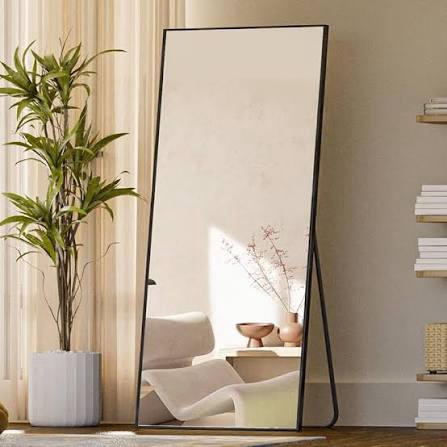 71"x26" full length mirror with stand, lightweight & easy to move, free-standing mirror for dressing room bedroom, 3-in-1 usage, shatterproof glassless floor mirror kid & pet friendly (black)
