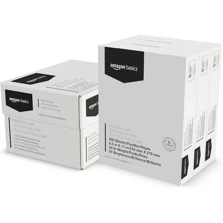 amazon basics 30% recycled multipurpose copy printer paper, 8.5" x 11", 10 reams , 5000 count (sheets), white