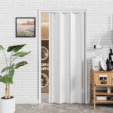 36" w premium foldable accordion doors, double walled heavy duty folding doors for interior, privacy room divider, white oak