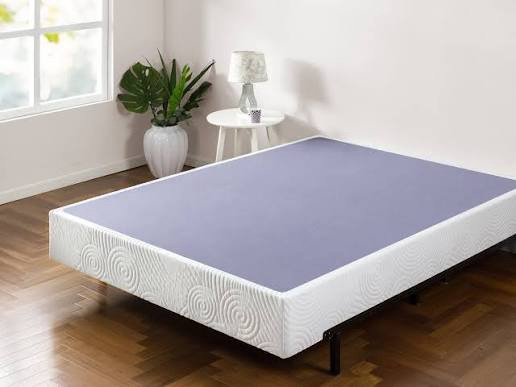 zinus metal box spring with wood slats, 9 inch mattress foundation, sturdy steel structure, easy assembly, queen