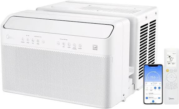 midea 8000 btu doe u-shaped smart window air conditioner with energy star for spaces up to 350 sq ft