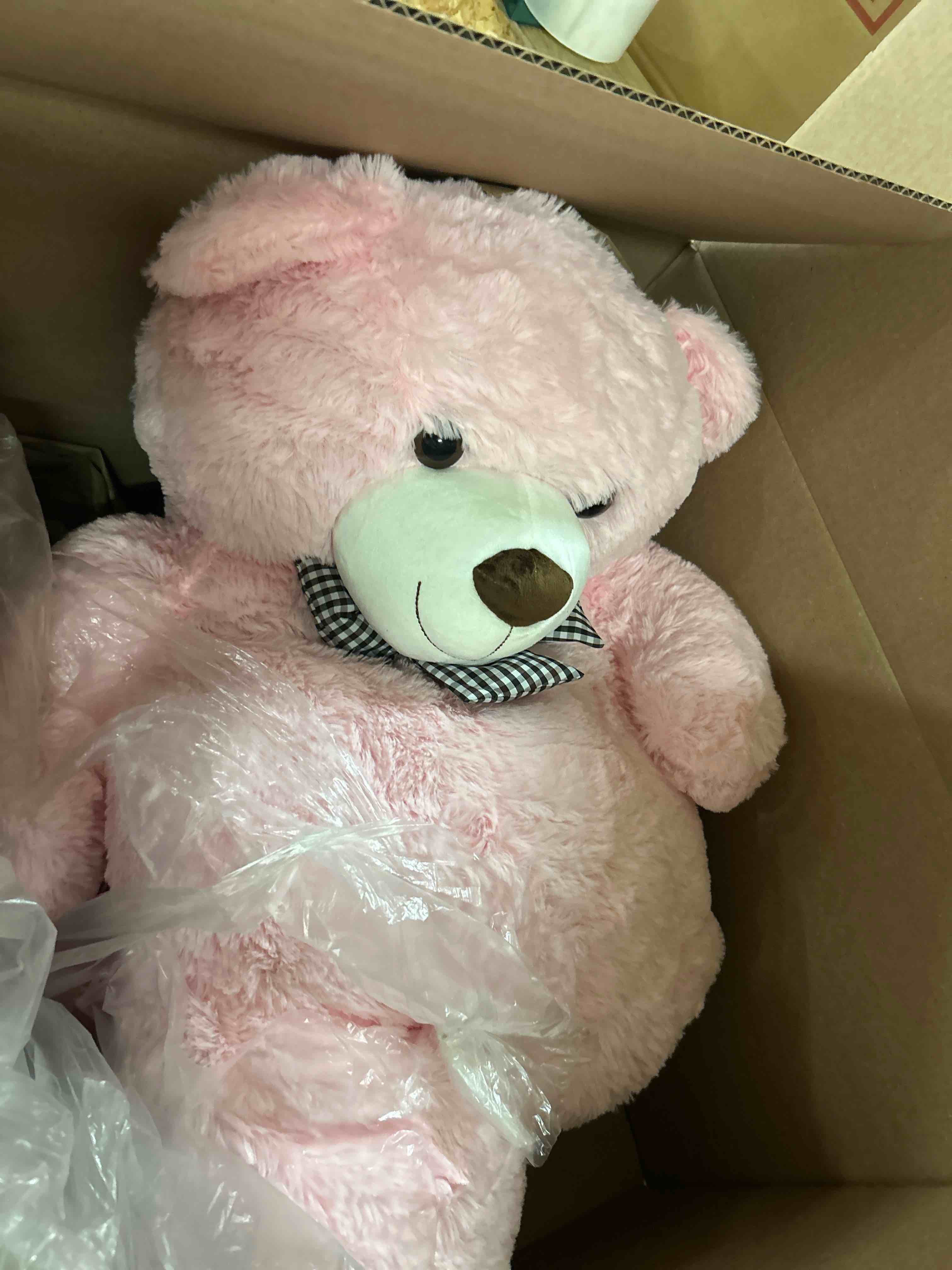 Condition photo showing New/Like New for poutmac big pink teddy bear 4ft giant stuffed animal plush toy for girlfriend women kids for valentines christmas birthday