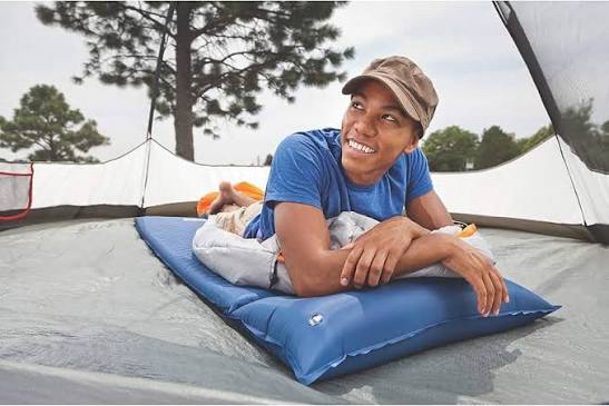 Condition photo showing New/Like New for coleman self-inflating sleeping pad with pillow, lightweight inflatable camp pad with extra padding & quick deflation, no air pump needed, great for camping, backpacking, traveling, & more