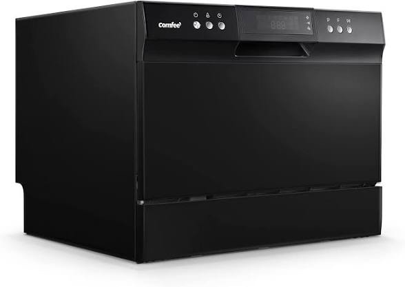 COMFEE' Countertop Dishwasher, Energy Star Portable Dishwasher, 6 Place Settings & 8 Washing Programs, Speed, Baby-Care, ECO& Glass, Dish Washer for Dorm, RV& Apartment, Black