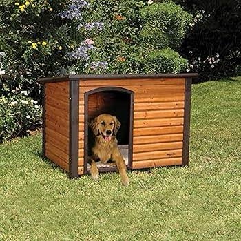 PRECISION PET PRODUCTS Extreme Outback Log Cabin Dog House, Large, Natural Wood (7027013)