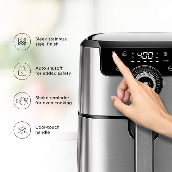 Condition photo showing Good Condition for chefman air fryer healthy cooking, 4.5 qt,user friendly and dual control temperature, nonstick stainless steel, dishwasher safe basket, w/ 60 minute timer & auto shutoff