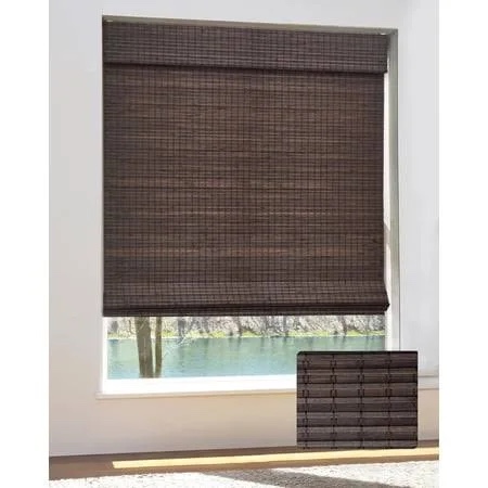 unishades cordless bamboo roman shades for windows, blinds size (46.5" w ×48" h) colour (bdp-espresso)