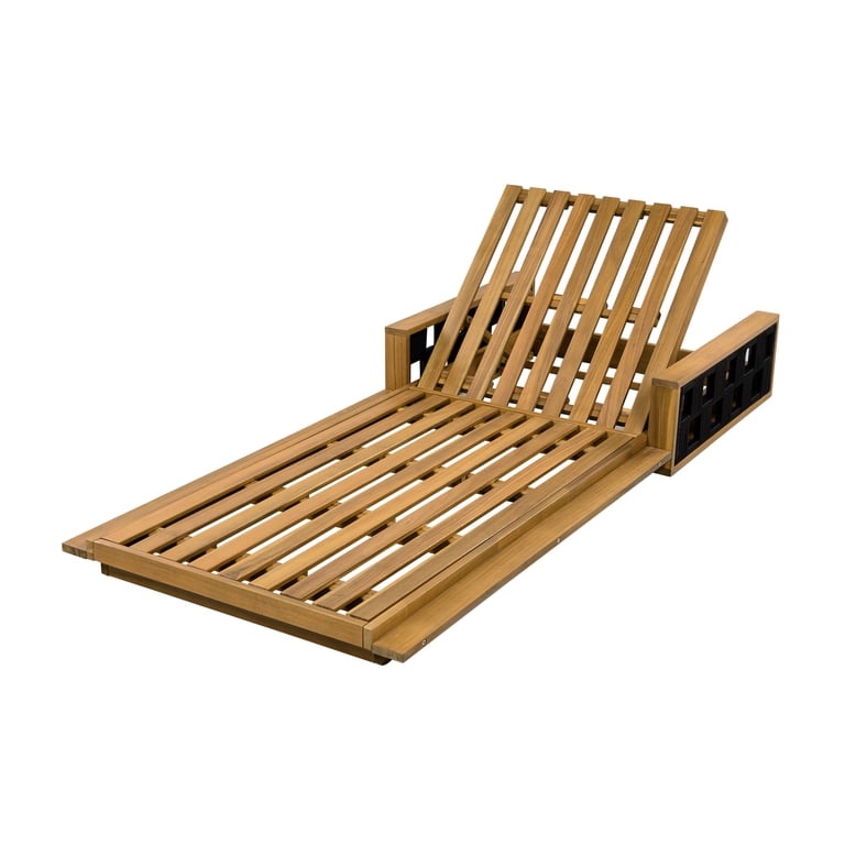 Christopher Knight Home Acacia Wood Chaise Lounge with Rope, Adjustable Outdoor Recliner, Teak
