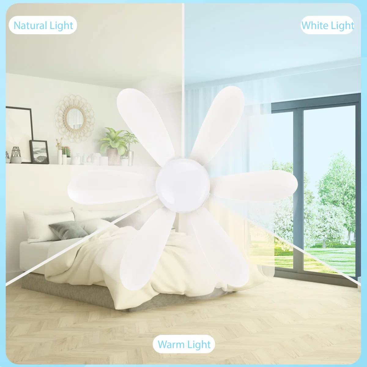 Condition photo showing New/Like New for small ceiling fan with light,socket fan light,remote control to adjust wind speed and light