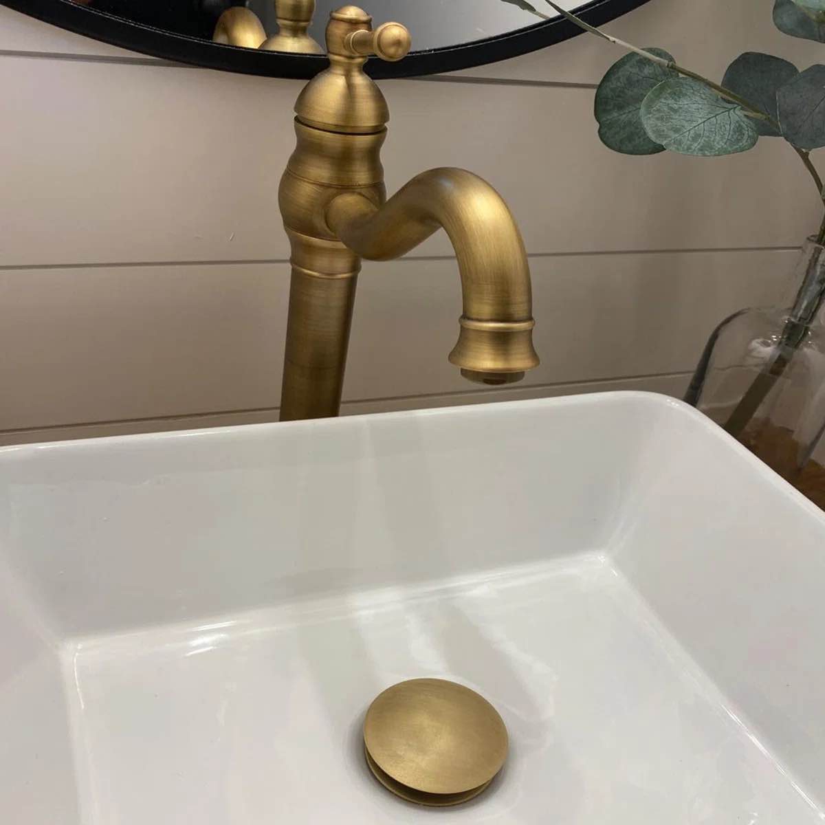 Condition photo showing New/Like New for bathroom vessel faucet 360° swivel bowl sink faucet single hole 1 handle matching pop up drain stopper y331ha-2