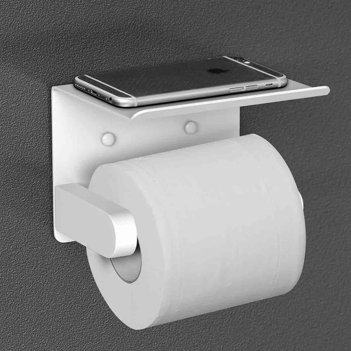 Condition photo showing New/Like New for self adhesive toilet paper holder with phone shelf stainless wall mounted toilet paper roll holder - bathroom washroom tissue roll holder with storage shelf wfy - am - b0c9r-1gjnz