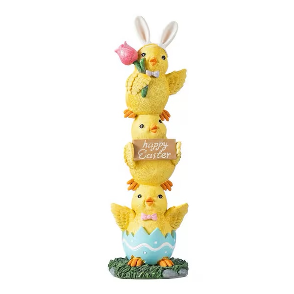 13.25"h easter resin stackable chickens table decor