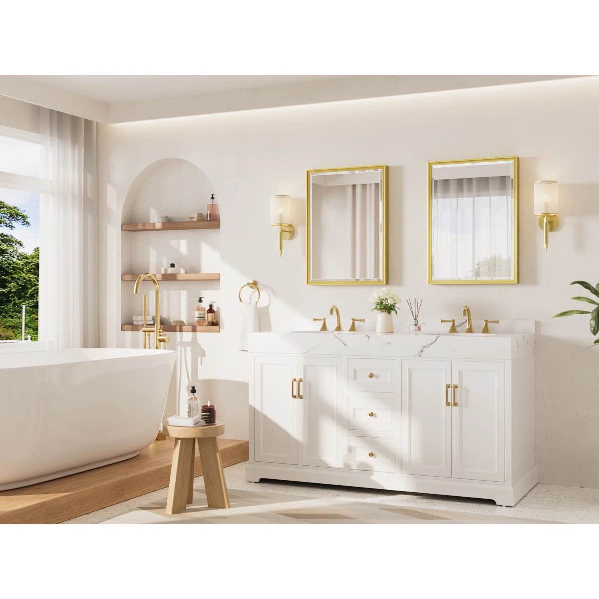 Condition photo showing New/Like New for rectangle beveled bathroom vanity mirror with aluminum frame accent mirror tempered glass decorative mirror