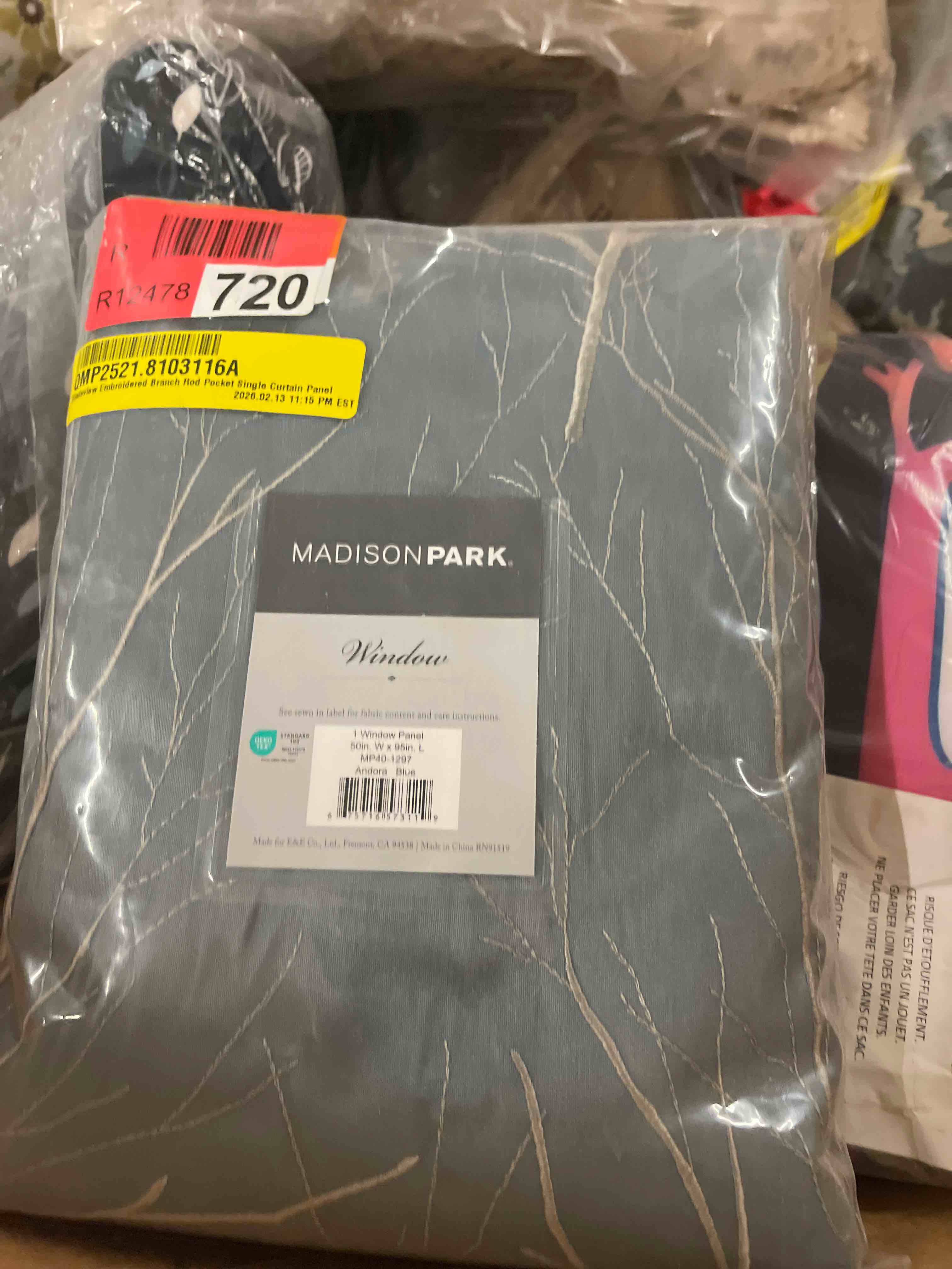 Condition photo showing New/Like New for madison park, embroidered andora 95-inch window curtain panel