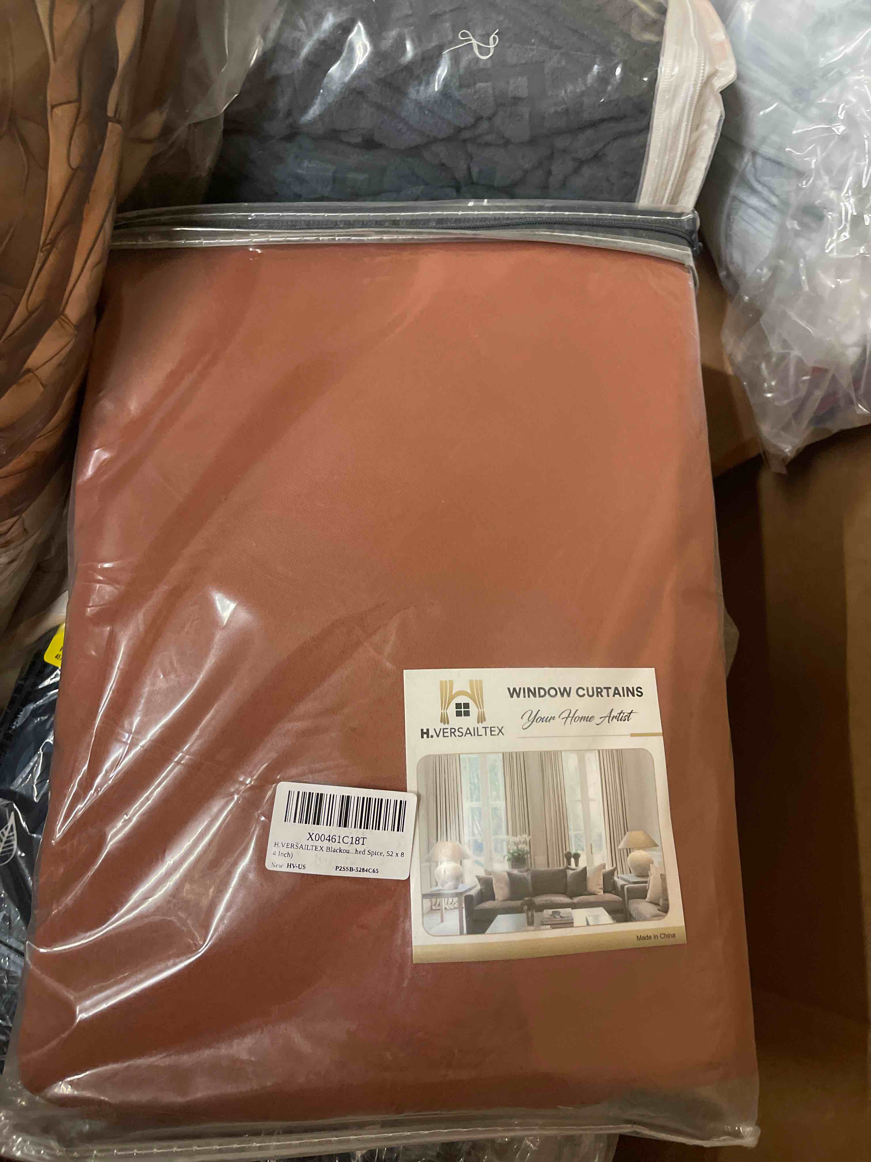Condition photo showing New/Like New for h.versailtex blackout curtains thermal insulated window treatment panels room darkening blackout drapes for living room back tab/rod pocket bedroom draperies (2 panels, washed spice, 52 x 84 inch) 52"w x 84"l (pack of 2) washed spice