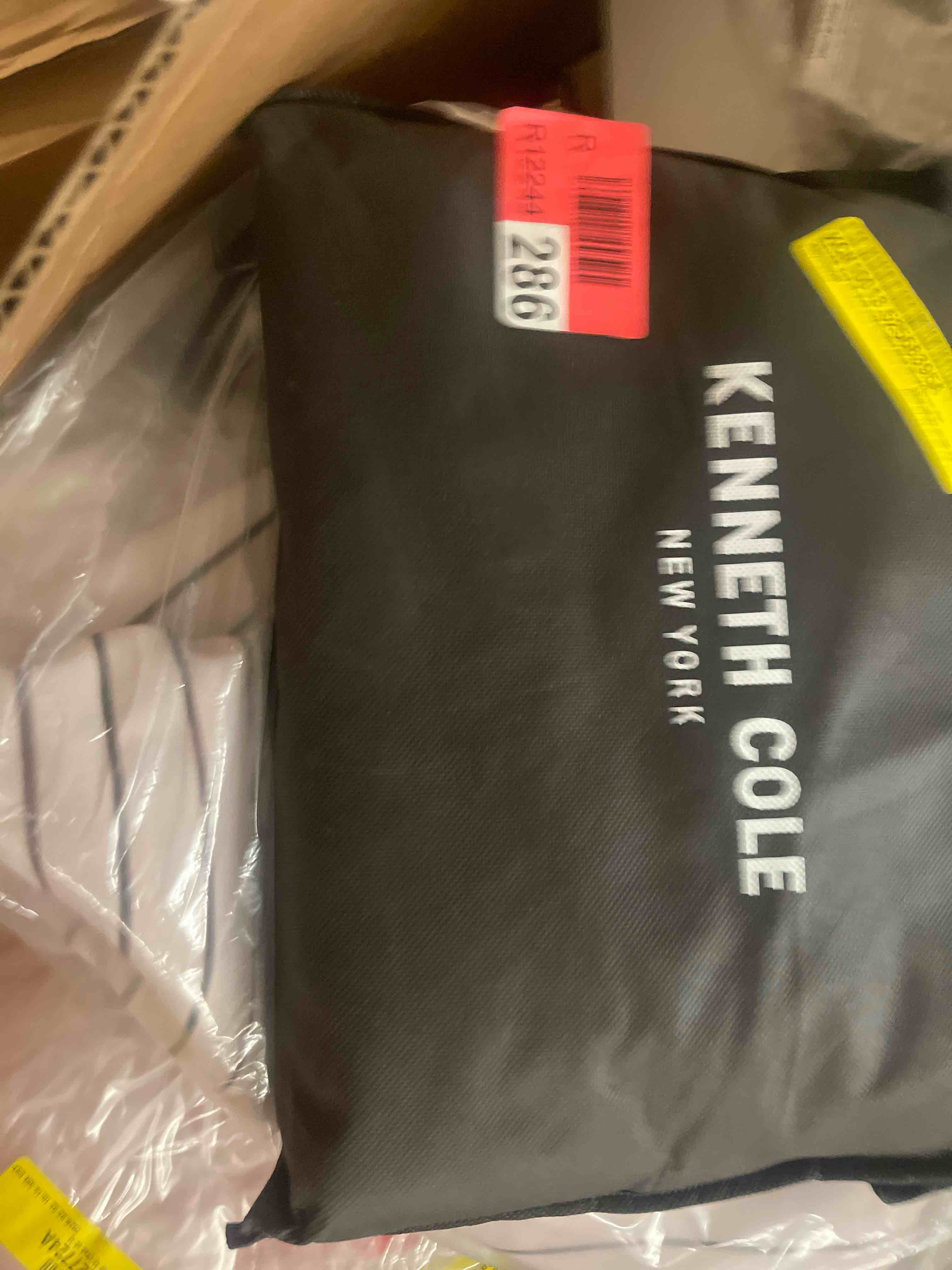 Condition photo showing New/Like New for kenneth cole new york | holden grid collection | duvet cover set - 100% cotton twill, reversible bedding with button closure and matching sham(s), queen, blue