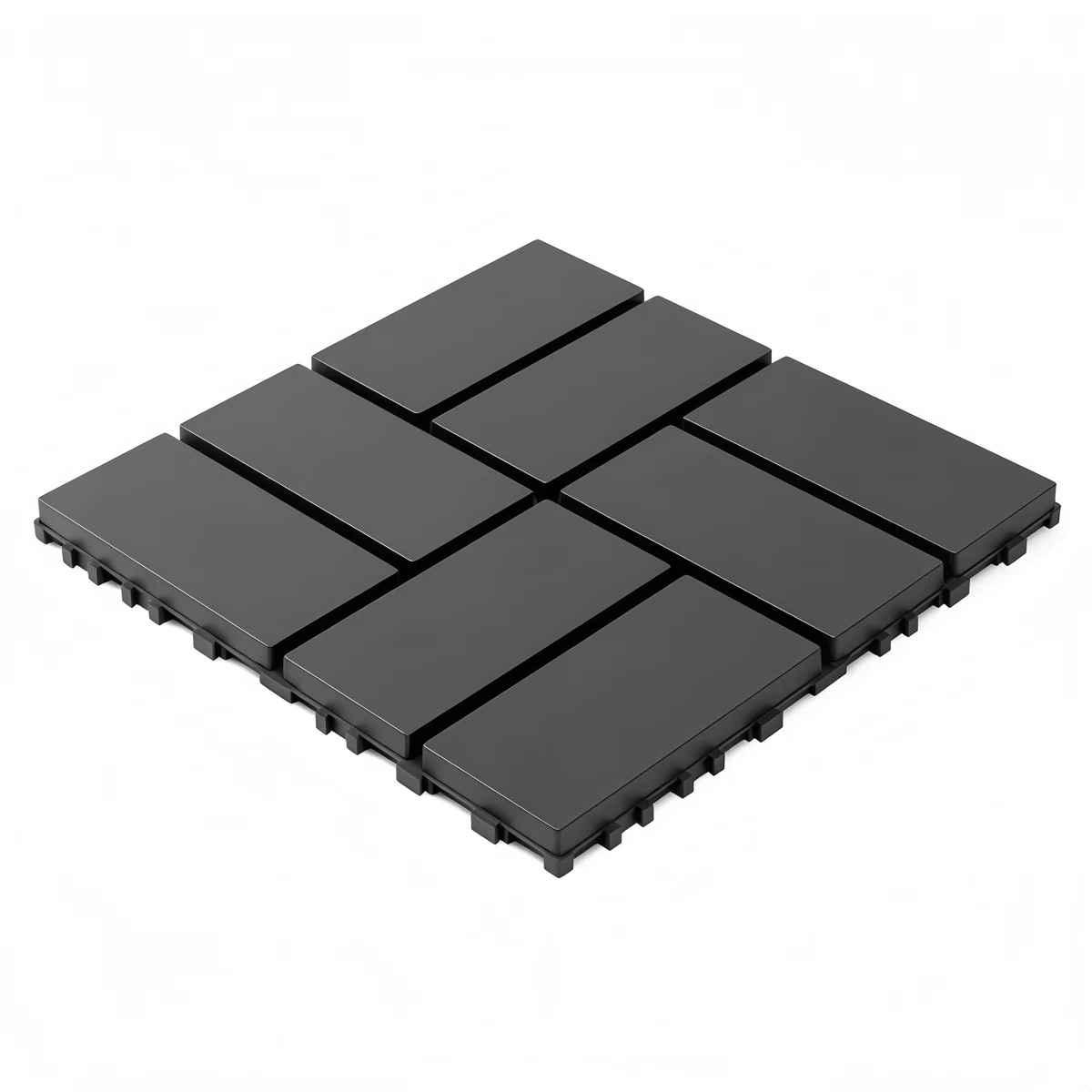 Condition photo showing New/Like New for plastic interlocking deck tiles, 44 pack, 12" x 12" waterproof indoor outdoor flooring all weather use, non-slip patio floor decking tiles for porch poolside backyard balcony garage, dark gray