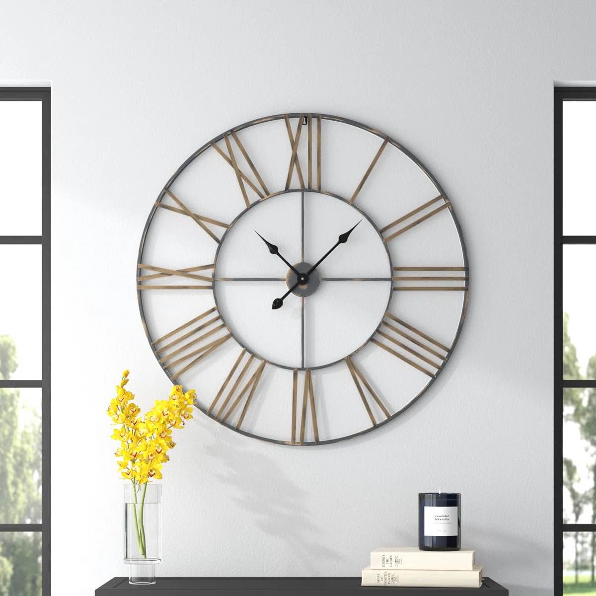 Condition photo showing New/Like New for solange round metal farmhouse wall clock