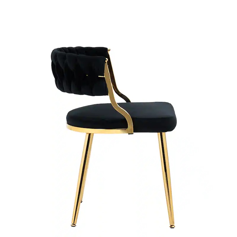 Condition photo showing New/Like New for 2pack upholstered dining chairs with woven back - black