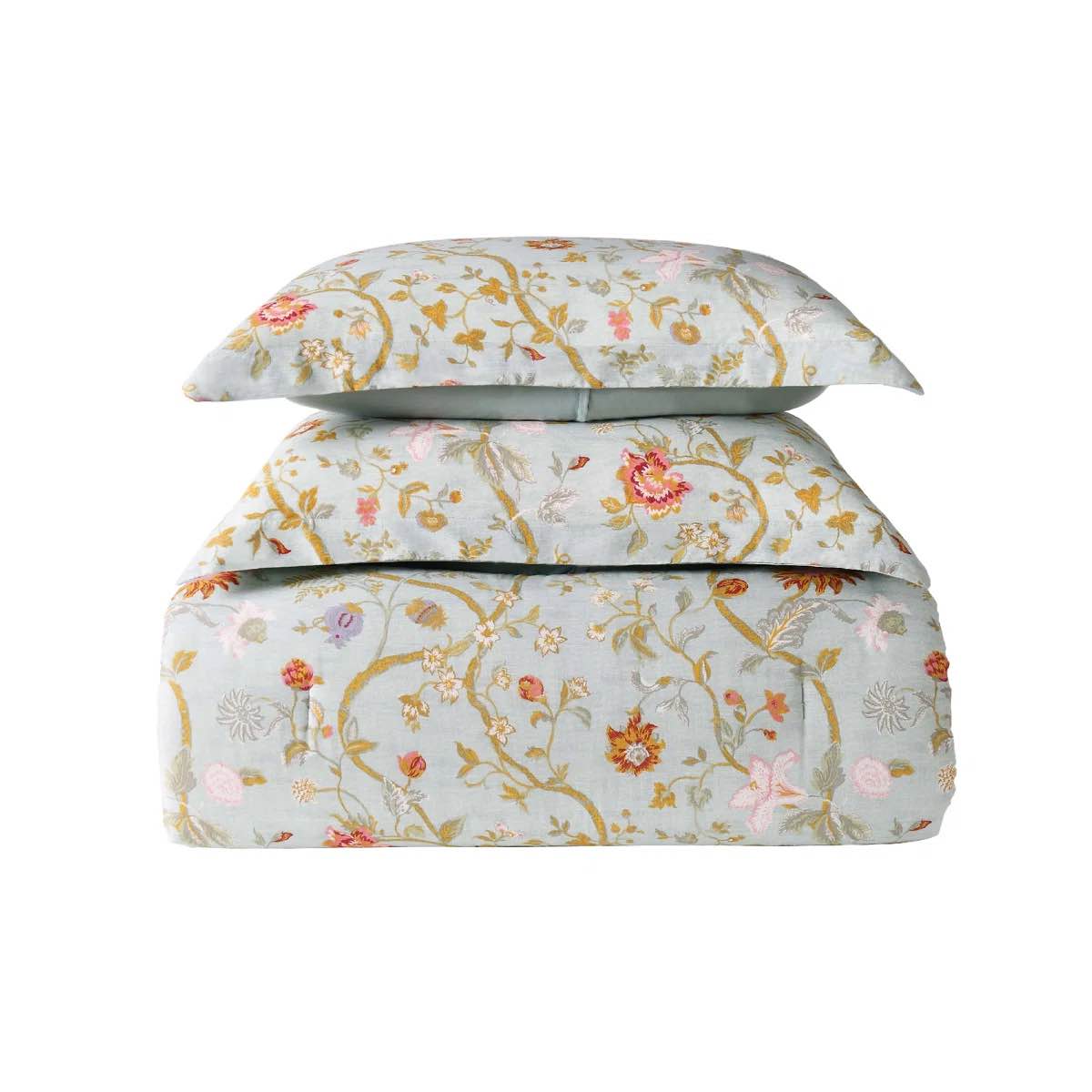 Condition photo showing New/Like New for style 212 bedford floral 3-piece quilt set - queen/full - queen/full - blue