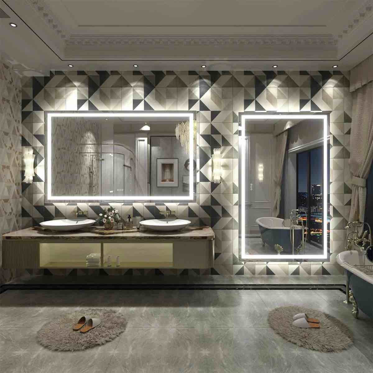 Condition photo showing New/Like New for wayfair basics ul certified front & back led anti-fog tempered glass bathroom/vanity mirror