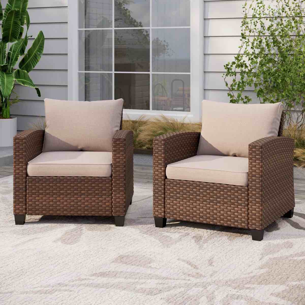 Condition photo showing New/Like New for argyri patio chair with cushions (set of 2)