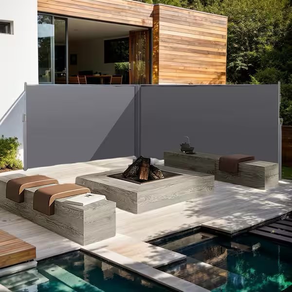 Condition photo showing New/Like New for retractable side screen awning, uv resistant and waterproof for patio privacy screen 276 in. x 71 in.