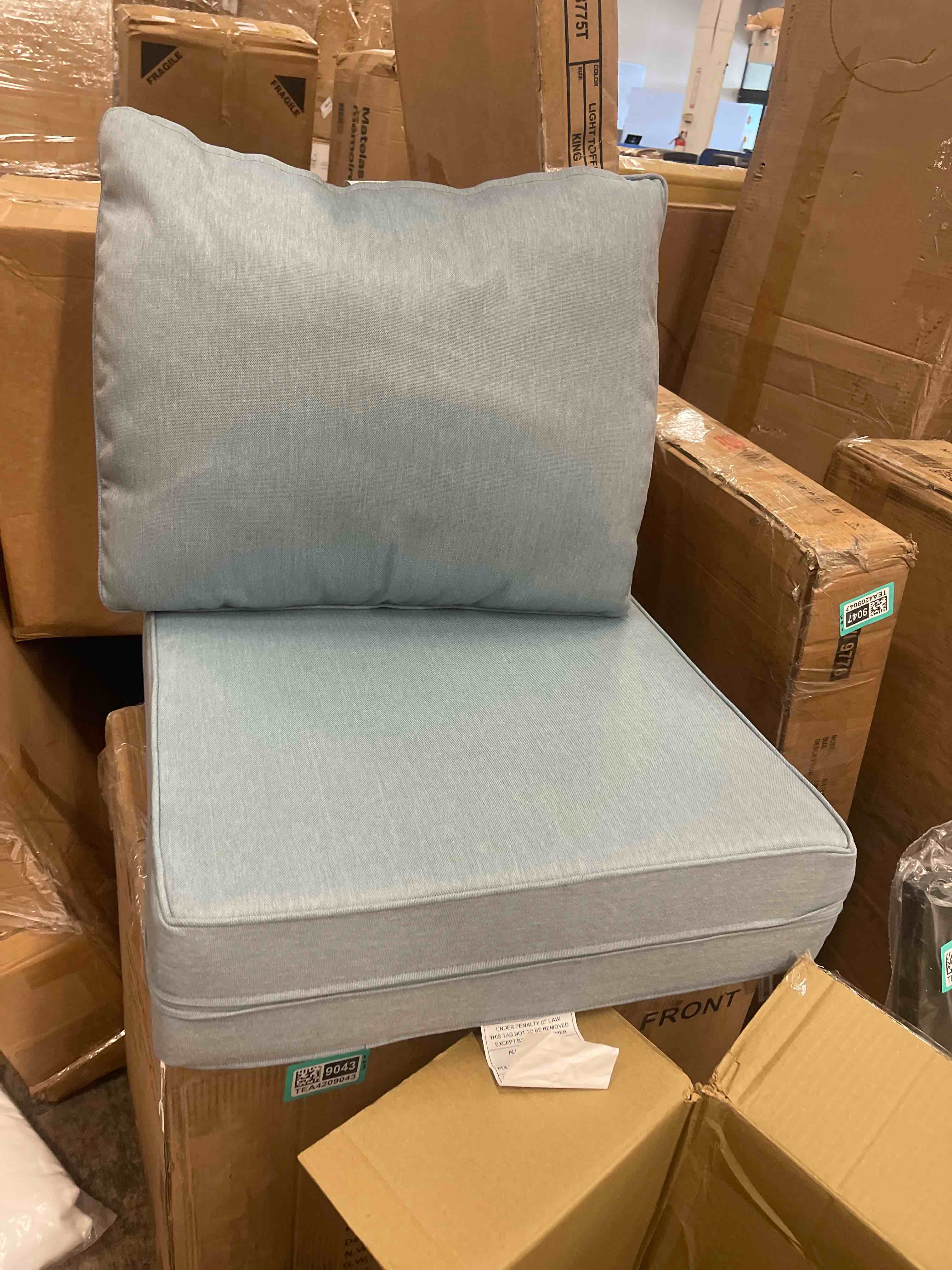 Condition photo showing New/Like New for 24 x 24 x 5 inch outdoor patio cushions, waterproof and fade resistant outdoor chair seat cushions with back for patio furniture