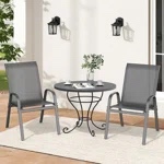 Condition photo showing New/Like New for patio sling chair, set of two brown and gray