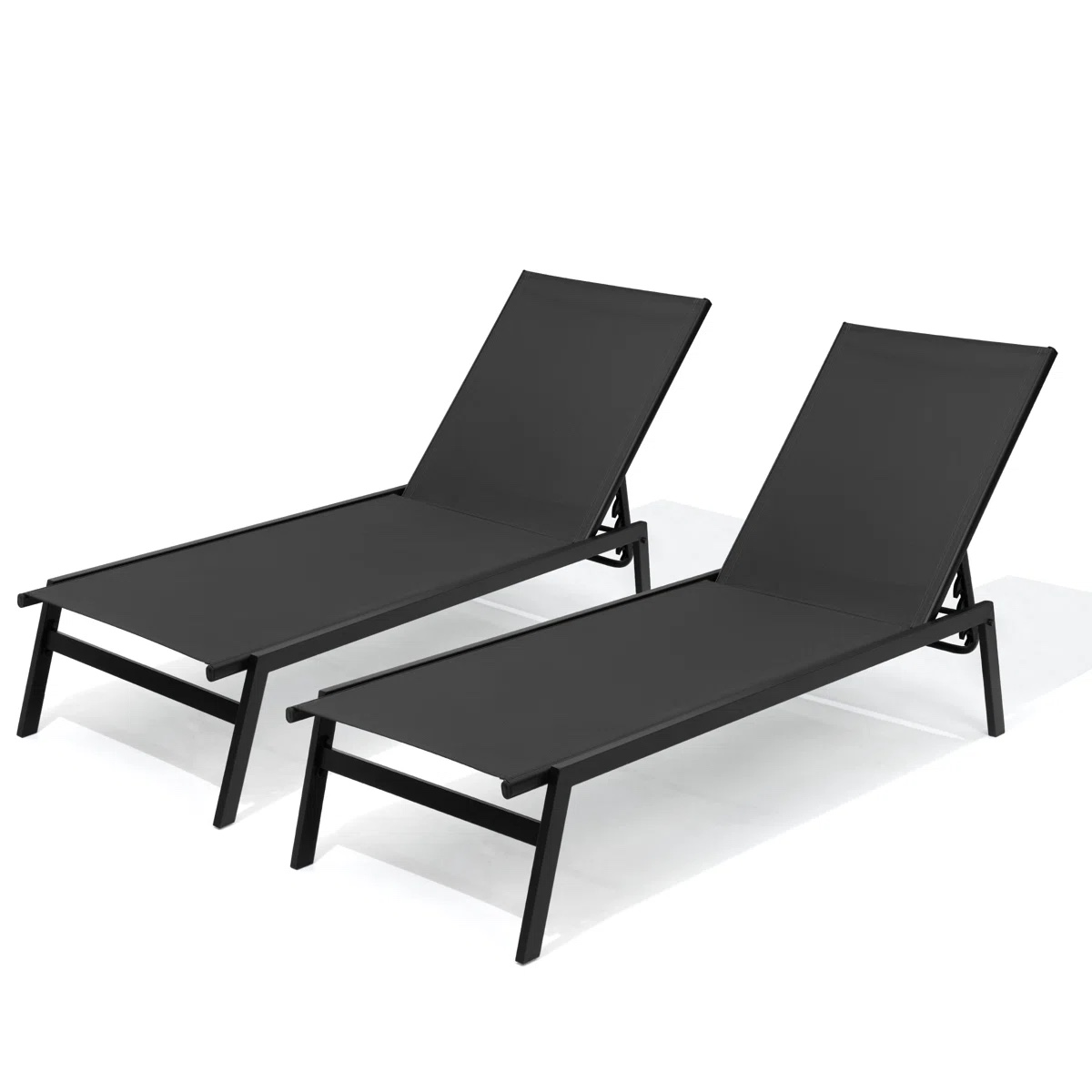 Condition photo showing New/Like New for blevens metal stackable reclining chaise and lounge chairs (set of 2)
