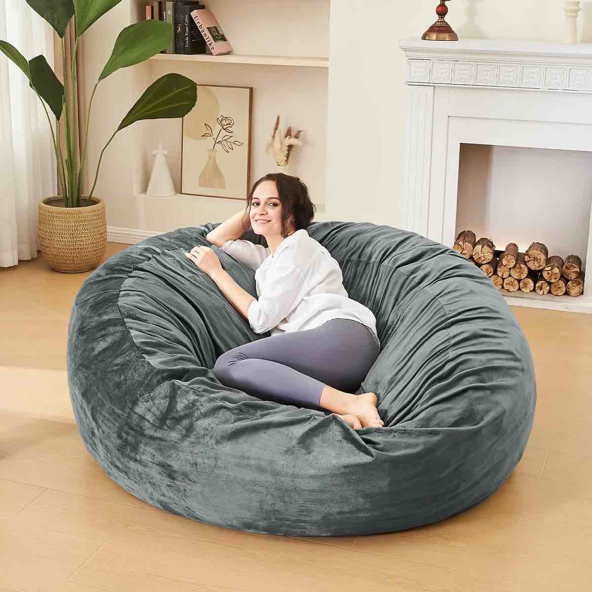 memory foam filled bean bag chair with soft removeable cover