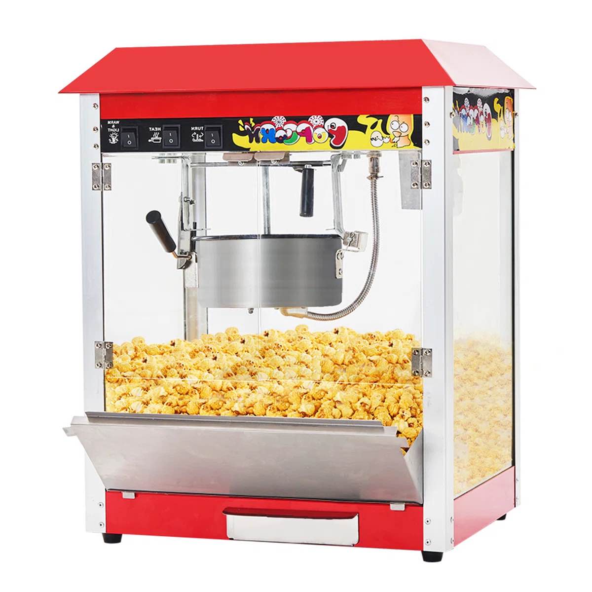 popcorn machine, 10 oz kettle, 1300w countertop popcorn maker for 48 cups per batch, movie theater popcorn popper with 3-switch control, 2 scoops 1 cup
