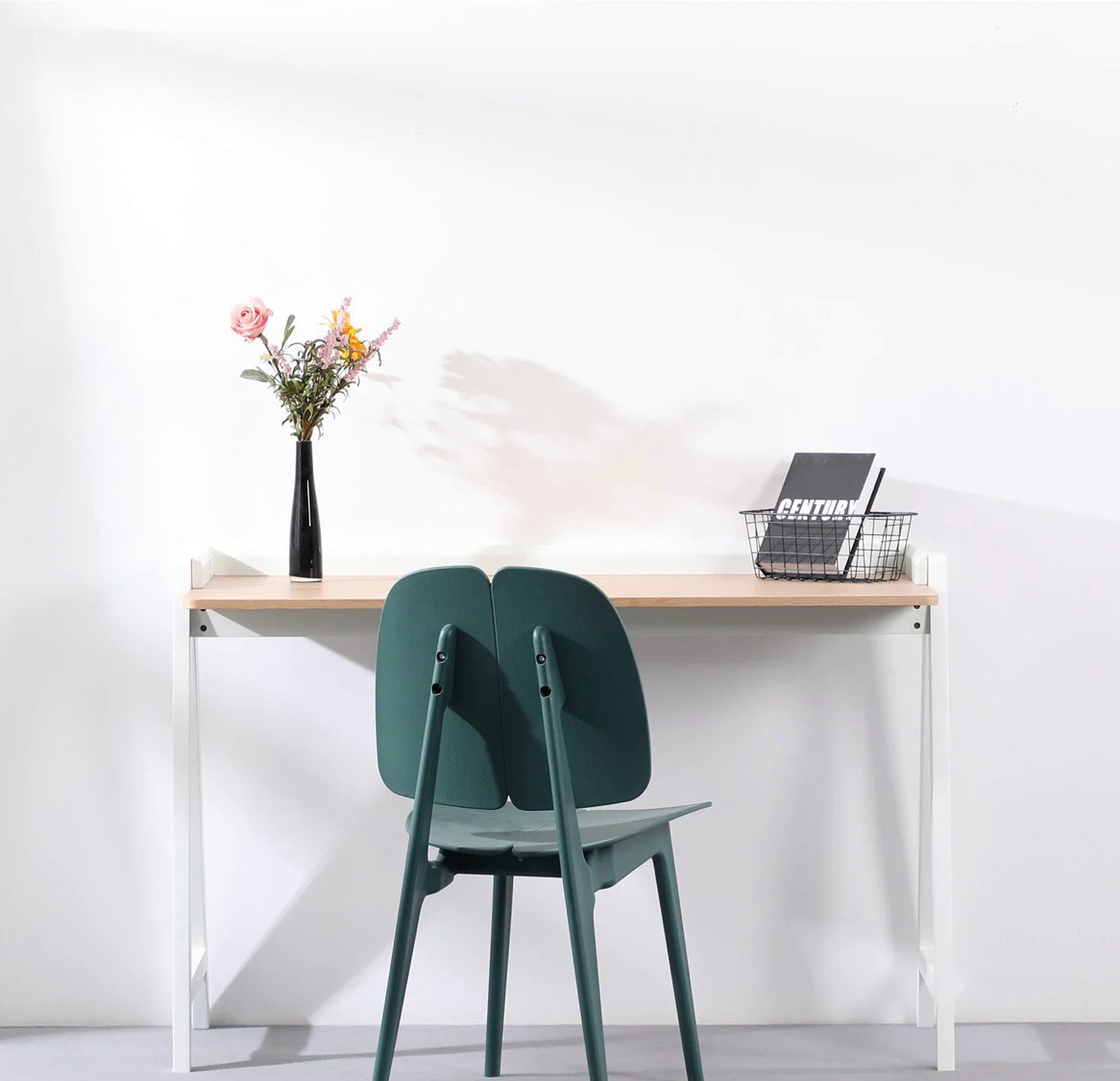 Condition photo showing New/Like New for white mid-century modern desk - construction & wood home office