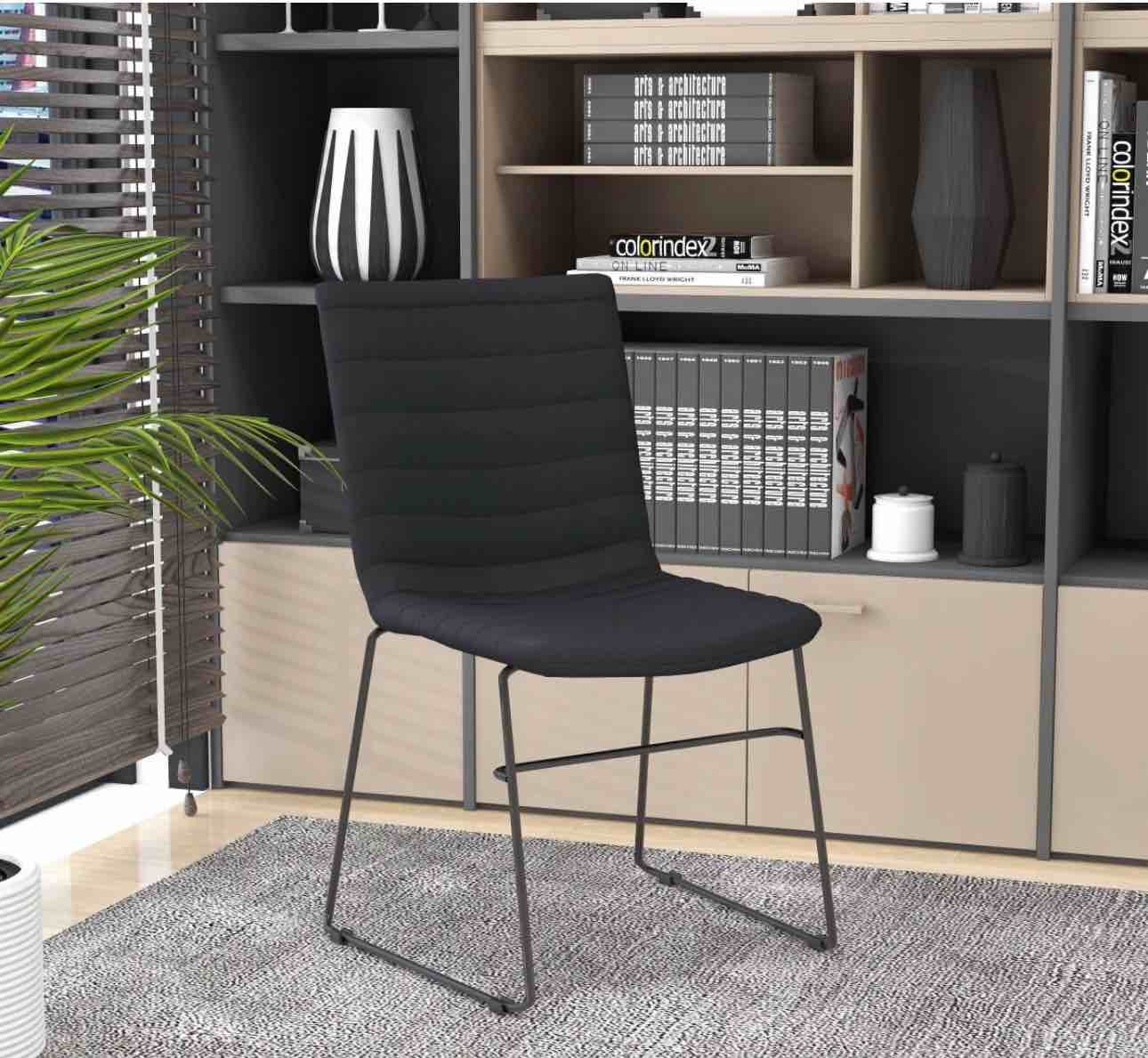 Condition photo showing New/Like New for lagan leather/polyester office guest chair - ergonomic desk & conference seating with stainless steel base, fixed arms & lumbar support