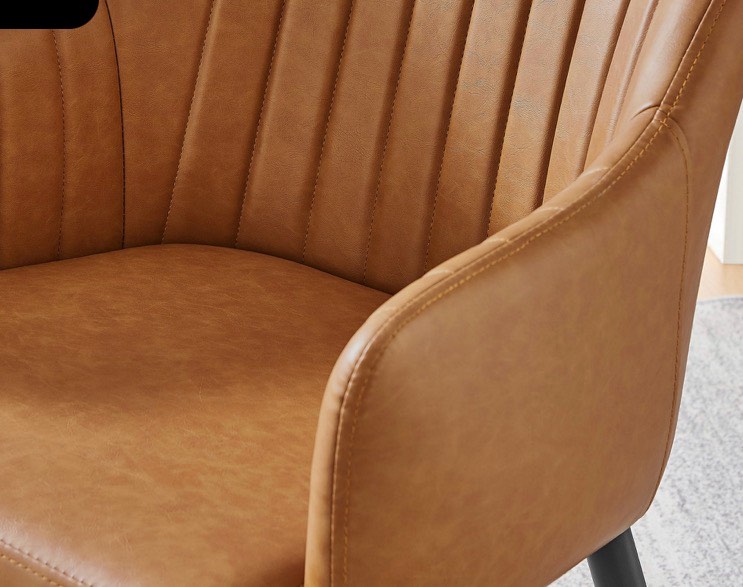 Condition photo showing New/Like New for dining chair set of 2, modern pu leather dining room chairs, upholstered kitchen chairs with metal legs, mid century accent side chairs for dining room, kitchen, living room, bedroom (set of 2)