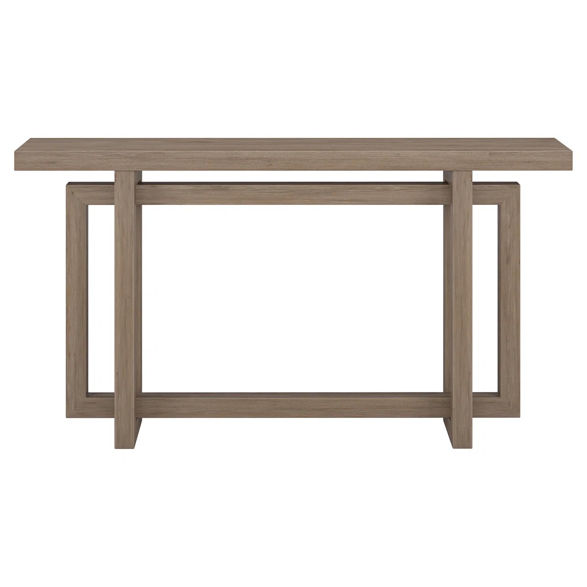 Condition photo showing New/Like New for breslow rectangular console table in antiqued gray oak