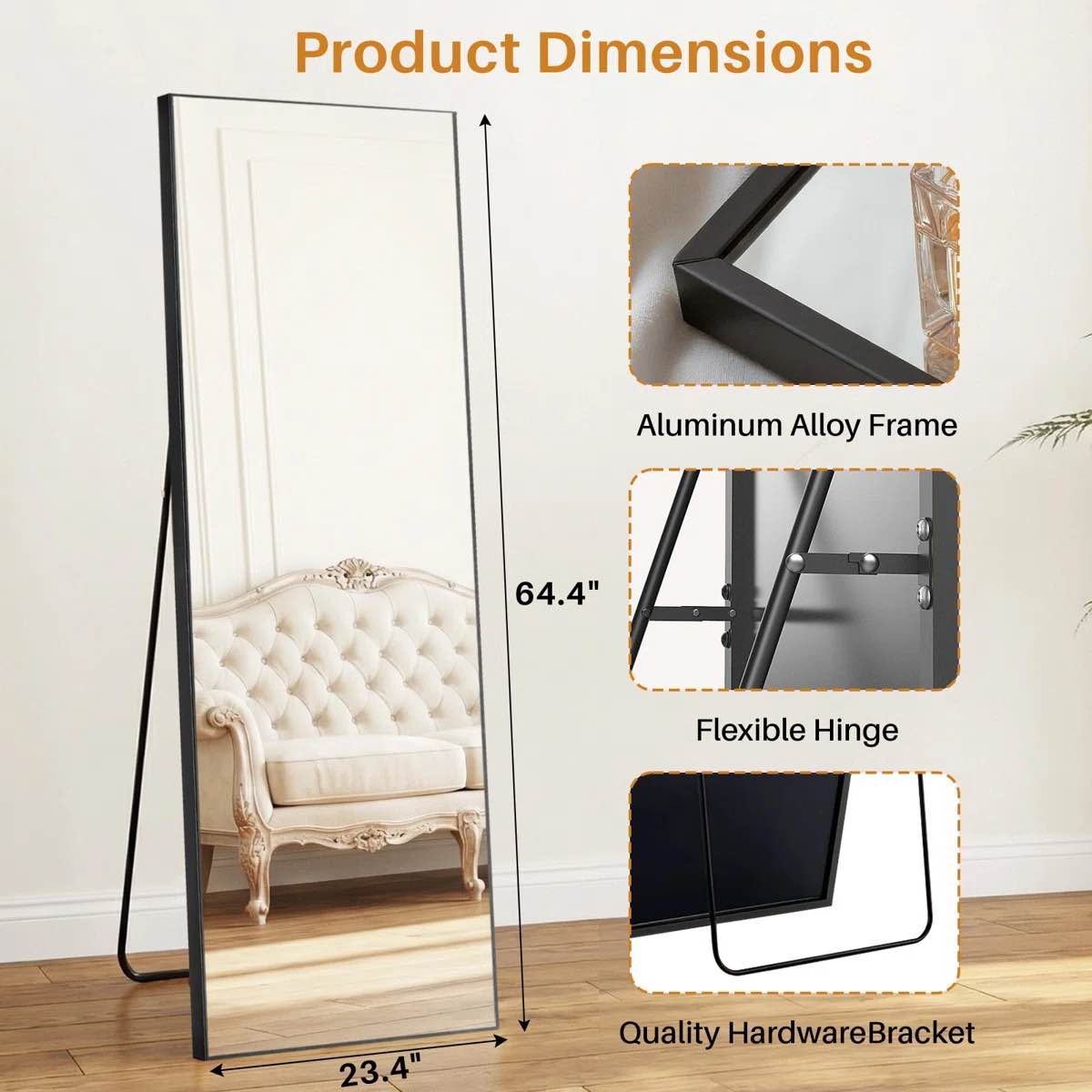 Condition photo showing New/Like New for full-length floor mirror